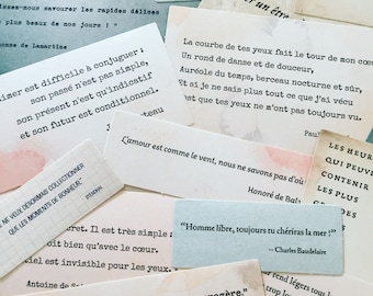 Französische Literatur Aufkleber: Liebeszitate, Scrapbook, Journal (15er Set)