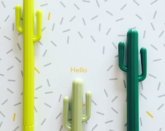 Cactus Gel Pen, Succulent Cacti Pen, Kawaii Black Ink Pen, Kawaii Cancelleria, Forniture per cancelleria, Fine Point Pen, Quirky Cactus Gift