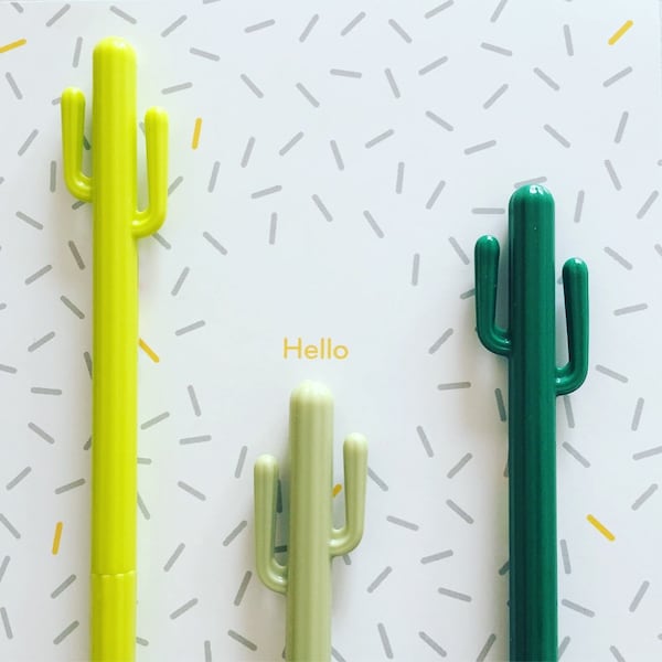 Cactus Gel Pen, Succulent Cacti Pen, Kawaii Black Ink Pen, Kawaii Stationery, Stationery Supplies, Fine Point Pen, Quirky Cactus Gift