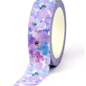 Aquarell Veilchen Washi Tape, Romantisches Lila Blumen Washi, Shabby Chic Washi, Masking Tape, Dekoratives Klebeband, Lila Blumen Planer Washi