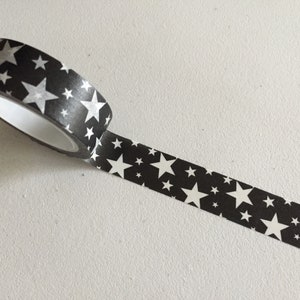 Washi-tape met witte sterren, plannertape met sterrenhemel, decoratieve tape feest, knutseltape, cadeauverpakking, planner/plakboekbenodigdheden
