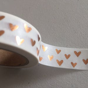 Gold Foil Hearts Washi Tape, Copper Gold Planner Washi, Hearts Decorative Tape, Gift Wrapping Tape, Scrapbook Supplies, Crafting Tape image 4