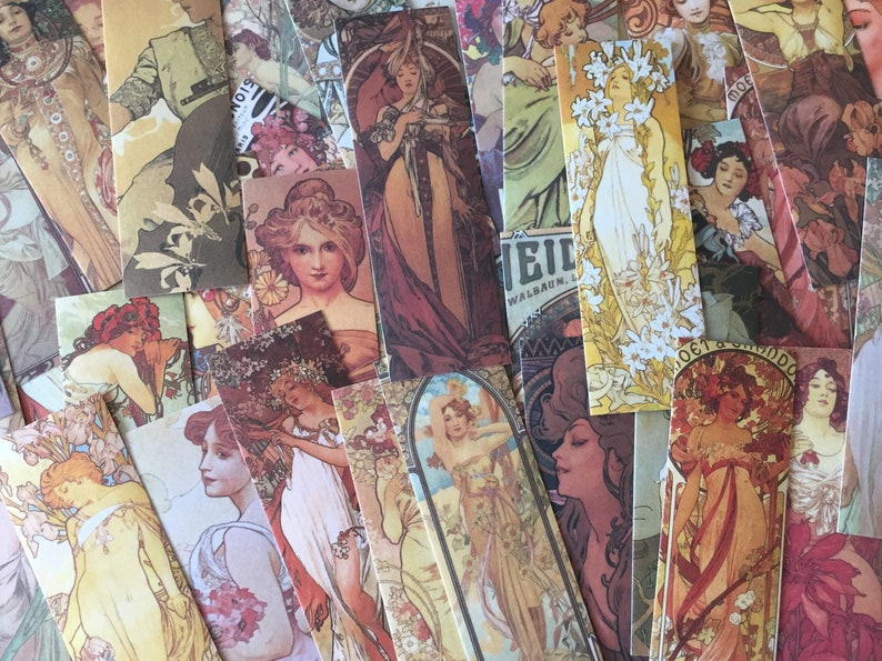 Belle Epoque Sticker Set, Vintage Art Nouveau Stickers, Jugendstil Stickers, Scrapbooking Stickers, Card Embellishment, Art Lover Gift image 1