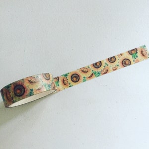 Zonnebloem-washi-tape, boho bloemen-washi, shabby chic zomerse washi, wilde bloemen decoratieve tape, plakboekbenodigdheden, zonnebloem planner-washi