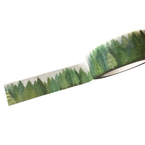 Green Forest Washi Tape, Trees Planner Washi, Greenery Planner Border, Woodland Washi Tape, Fir Tree Washi/Crafting Tape, Greenery Deco Tape