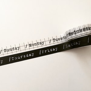 Days Of The Week Typewriting Washi Tape, Weekdays Typewriter Retro Tape, Daily Planner Washi, Journalling/Scrapbook Vintage Tape