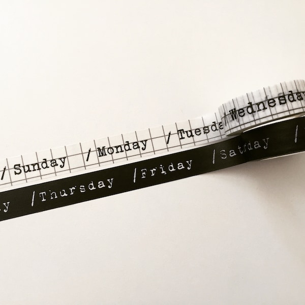 Days Of The Week Typewriting Washi Tape, Weekdays Typewriter Retro Tape, Daily Planner Washi, Journalling/Scrapbook Vintage Tape