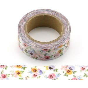 Pansies Washi Tape, Boho Floral Washi, Shabby Chic Pansy Washi, Masking Tape, Decorative Tape, Scrapbook Supplies, Pansies Planner Washi