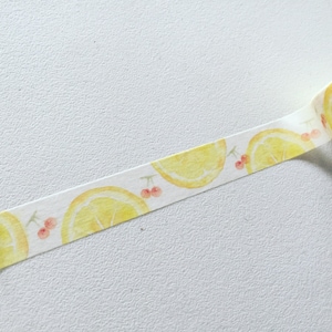 Lemons & Cherries Washi Tape, Fruit Planner Washi, Fruity Deco Tape, Gift Wrapping, Crafting Tape, Scrapbook Supply, Party Supply image 1