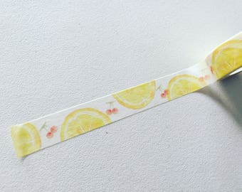 Lemons & Cherries Washi Tape, Fruit Planner Washi, Fruity Deco Tape, Gift Wrapping, Crafting Tape, Scrapbook Supply, Party Supply