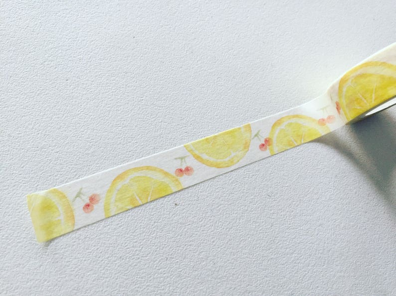Lemons & Cherries Washi Tape, Fruit Planner Washi, Fruity Deco Tape, Gift Wrapping, Crafting Tape, Scrapbook Supply, Party Supply image 1