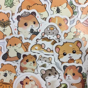 Pegatinas para planificador de hámster chibi, pegatinas de diario de animales kawaii, pegatinas para álbumes de recortes, suministros para planificadores, pegatinas de recompensa, adornos para tarjetas