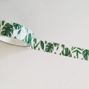 Green Monstera Leaf Washi Tape: Planner Border Deco Tape