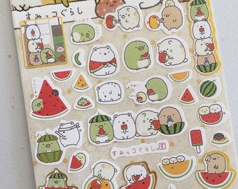 Kawaii Watermelon Animal Stickers: Chibi Planner Stickers