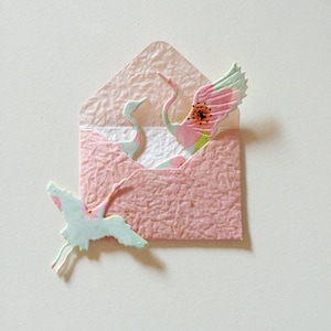 Handgemachte fliegende Kranich-Aufkleber, Japan-Kranich-Vogel-Aufkleber, japanische Kunst-Glückssymbol-Aufkleber, Sakura-Blumen-Akzent-asiatische Scrapbook-Aufkleber