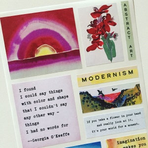 Adesivi per pittura modernista Georgia O'Keeffe, adesivi per diario con citazioni di artisti/arte, adesivi per album di ritagli di arte astratta, regalo per amanti dell'arte/artisti