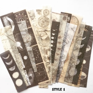 Adesivi celestiali vintage, adesivi per planner con costellazioni spaziali, adesivi con sole e luna, abbellimenti per biglietti, adesivi per creazioni con pianeti spaziali