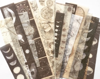 Vintage Celestial Stickers: Transparent Sun, Moon & Constellation Planner Embellishments