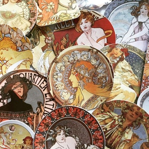 Set di adesivi Art Nouveau, adesivi Art Déco vintage, adesivi Jugendstil, adesivi per scrapbooking, abbellimenti per biglietti, regalo per amanti dell'arte