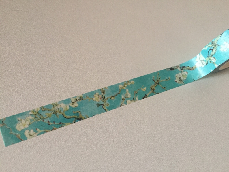 Van Gogh Starry Night/Almond Blossom Washi Tape, Impressionist Art Deco Tape, Gift Wrapping, Planner Border, Crafting Tape, Art Lover Gift Almond Blossom