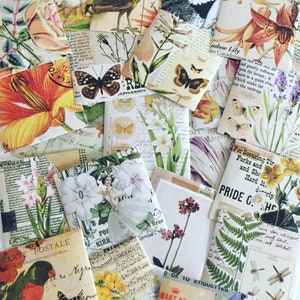 Naklejki decoupage z motywem antycznej flory i fauny, naklejki do planera z motywem kwiatów retro, naklejki do albumu ze zdjęciami kwiatów w stylu vintage, naklejki z motywem ptaków w stylu art déco