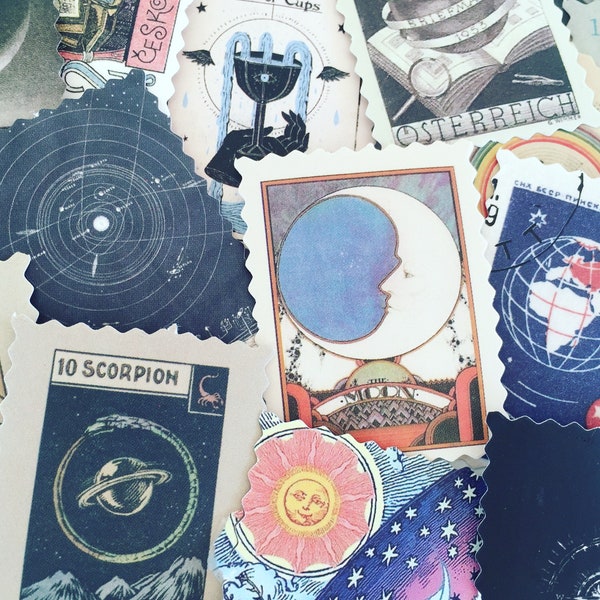 Stickers horoscope céleste, Stickers étoiles du zodiaque vintage, Stickers astrologie, Stickers tarots, Stickers créatifs planètes de l'espace