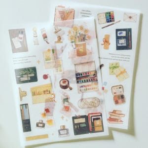 Autocollants de papeterie artistique, autocollants pour journal Bujo d'artiste, lot d'autocollants d'étudiant en art, autocollants agenda quotidien, autocollants de scrapbooking, cadeau d'artiste