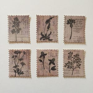 Juego de pegatinas vintage con diseño botánico, pegatinas con diseño floral, sellos de plantas para scrapbooking, pegatinas decorativas para scrapbooking y adornos para tarjetas.