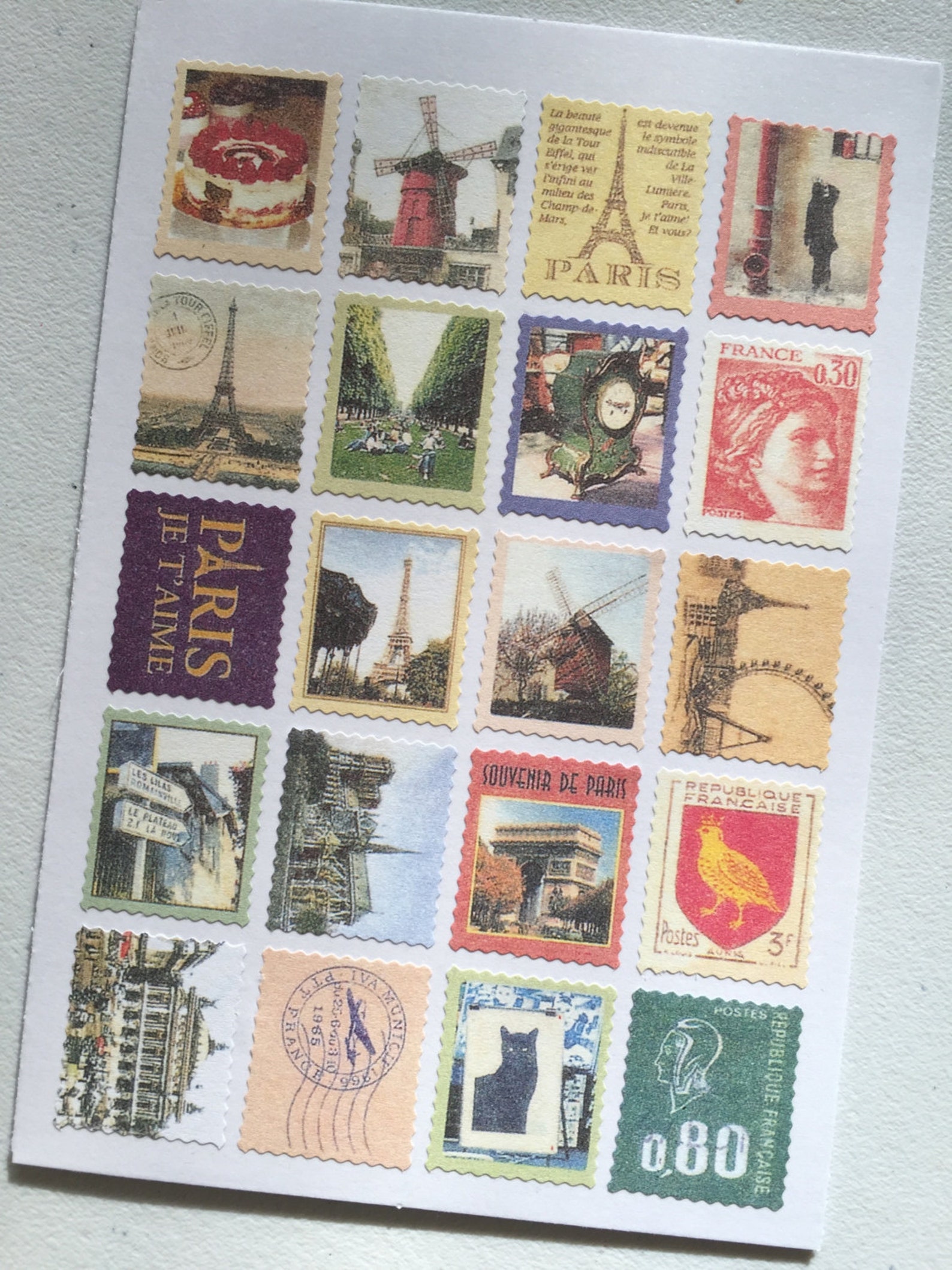 Paris Vintage Stamp Stickers Postage Stamp Stickers Etsy UK