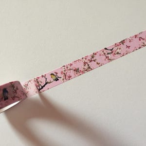 Pink Blossom Washi Tape, Spring Tree In Bloom Planner Washi, Bird Washi Tape, Shabby Chic Washi, Boho Deco Tape, Floral Scrapbook Washi