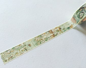 Vintage Map Washi Tape, Retro Planner Washi, Travel Journal Washi, Planner Tape, Planner Supplies, Scrapbook Supplies, Masking Tape (10M)