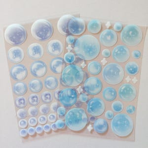 Stickers bulles d'air bleues, Stickers carnet de notes bulles de savon, Stickers agenda kawaii, Stickers déco coréens, Stickers agenda K-Pop