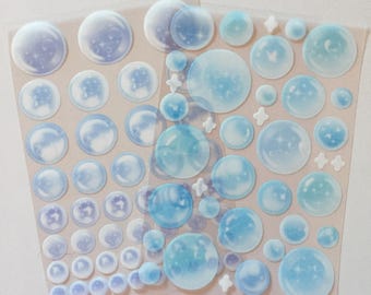 Blue Air Bubble Stickers: Kawaii Journal Planner Decals