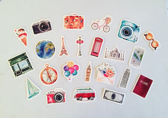 Vintage Travel Planner Stickers, Boho Travel Stickers, Journaling Stickers,  Diary Stickers, Scrapbooking Stickers, Crafting Stickers