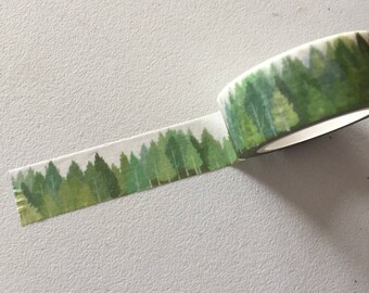 Green Forest Washi Tape, Greenery Planner Border, Woodland Washi Tape, Planner Supplies, Crafting Tape, Greenery Deco Tape