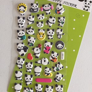 Panda Bear Puffy Stickers, Animal Deco Stickers, Scrapbook Stickers, Planner Stickers, Craft Stickers, Panda Lover Gift