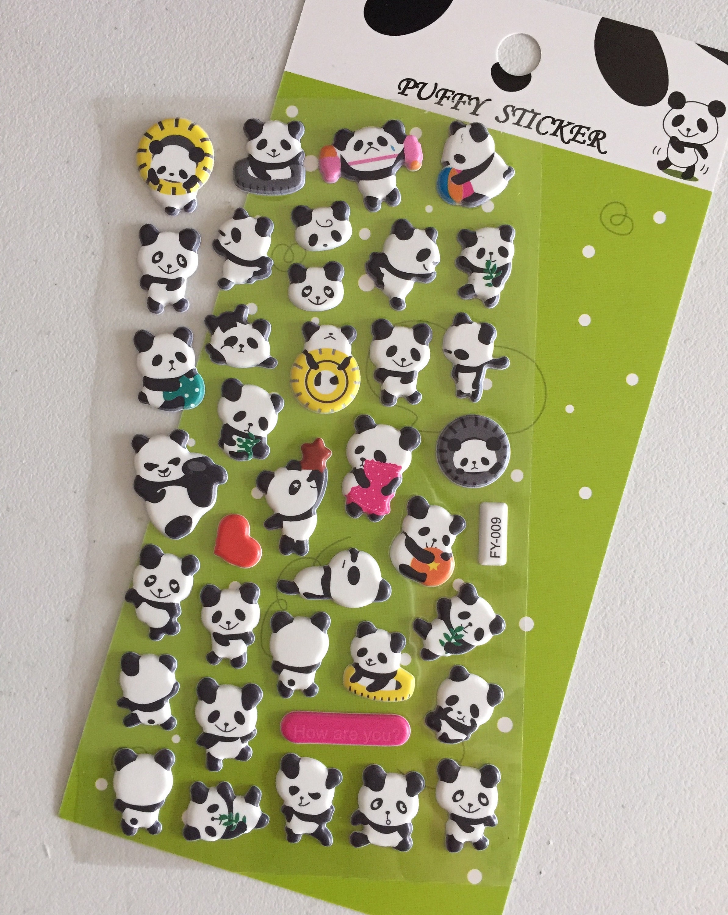 Panda Bear Puffy Stickers, Animal Deco Stickers, Scrapbook