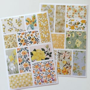 Adesivi primaverili floreali gialli, sigillo per imballaggio/busta floreale rettangolare, adesivi per pianificatore floreale, confezioni regalo per matrimoni/feste