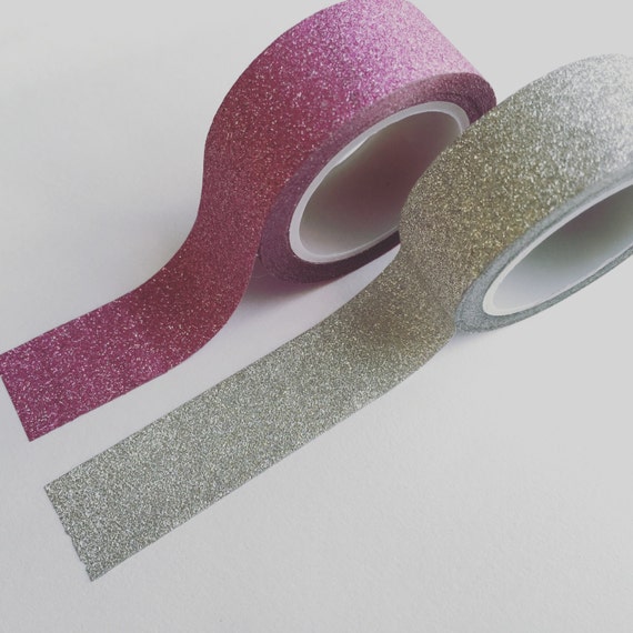 Glitter Washi Tape, Pink Glitter Masking Tape, Silver Glitter Washi Tape,  Planner Washi, Scrapbook Supplies, Decorative Tape, Gift Wrapping 