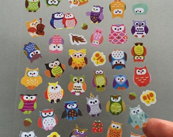 Owl Scrapbooking Stickers: Mini Planner Embellishments (50 pc)