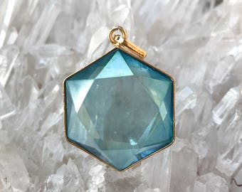 Aqua Aura Star of David Pendant - set in 18kt Gold Plate on Silver