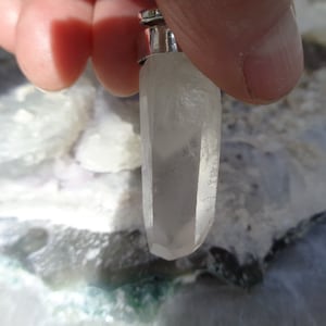 Clear Naturel Quartz Pendant with Phantom!!! Set in Sterling Silver