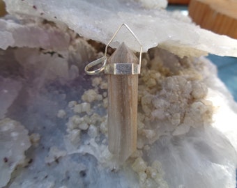 Clear Quartz Pendant with Distinct Phantoms ! Set in Sterling Silver