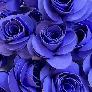 Violet Paper Flowers – Set of Rolled Roses for DIY Shadow Boxes, Wedding Decor, Party Crafts, Graduation Cap, Gifts