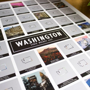 Washington State Bucket List – Scratch Off Poster – Washington State Travel Map – Cape Flattery – Port Townsend – North Cascades