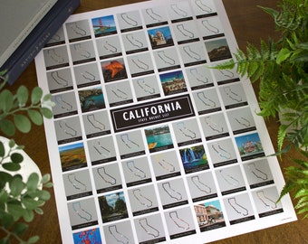 California State Bucket List – Scratch Off Poster – California State Travel Map – Lake Tahoe – Santa Cruz – Wall Art – Pismo Venice Beach