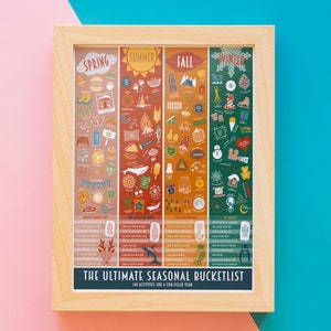 Kids Scratch Off Seasonal Bucket List Poster – Decoración de guardería de la habitación de los niños – Arte Montessori – Arte de la pared de la guardería – Decoración de la sala de juegos – Educación en el hogar