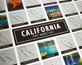 California State Bucket List – Scratch Off Poster – California State Travel Map – Redwoods Poster – Yosemite Falls – California Coast