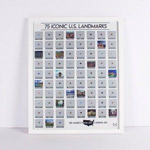 Scratch Off Poster for US Sites and Landmarks – 16x20 Travel Tracker Checklist – USA Map – America Travel Map – RV Decor