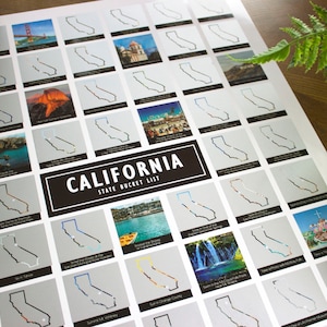 California State Bucket List – Scratch Off Poster – California State Travel Map – Los Angeles Poster – Huntington Beach – Mount Shasta